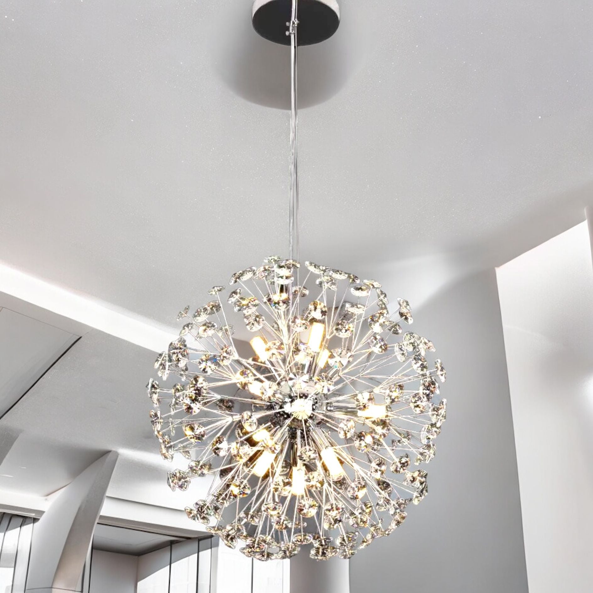 Окачено осветително тяло Crystal Dandelion Silver 40CM