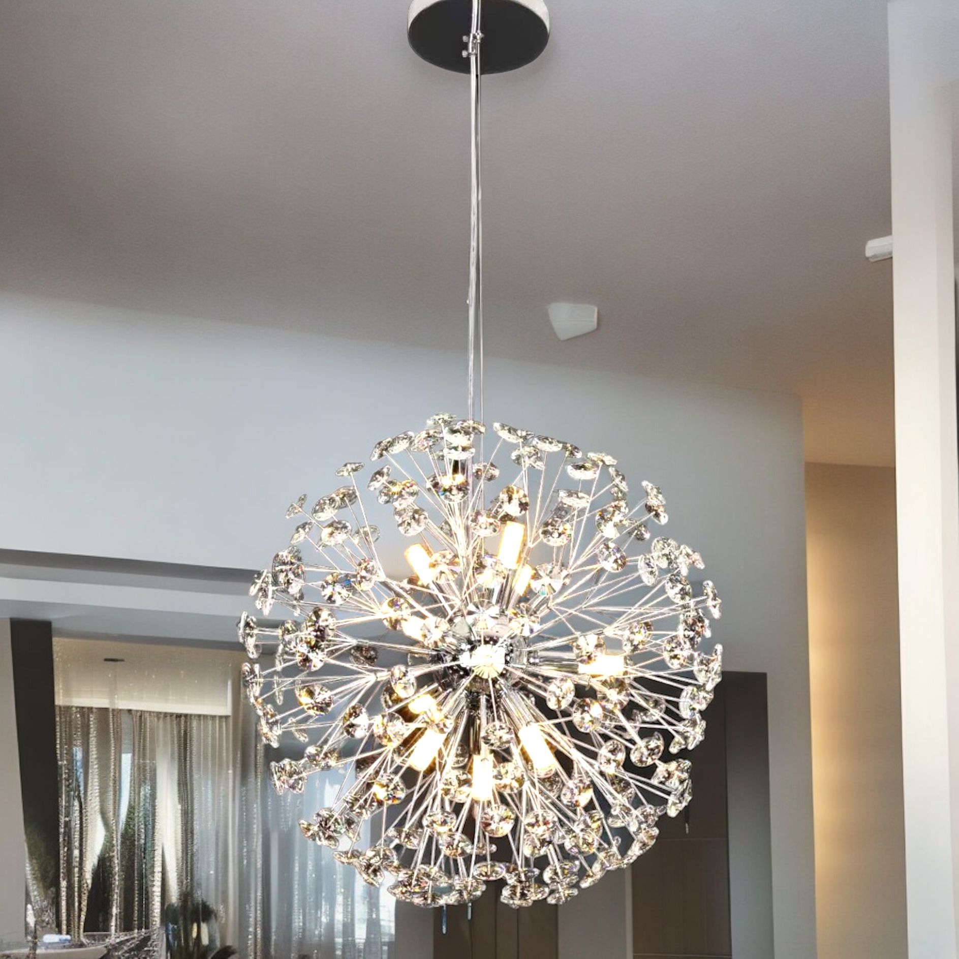 Окачено осветително тяло Crystal Dandelion Silver 40CM