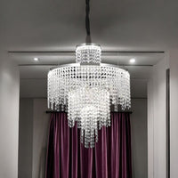 LED осветително тяло Rain Silver кристал с дистанционно, еквивалент 500W
