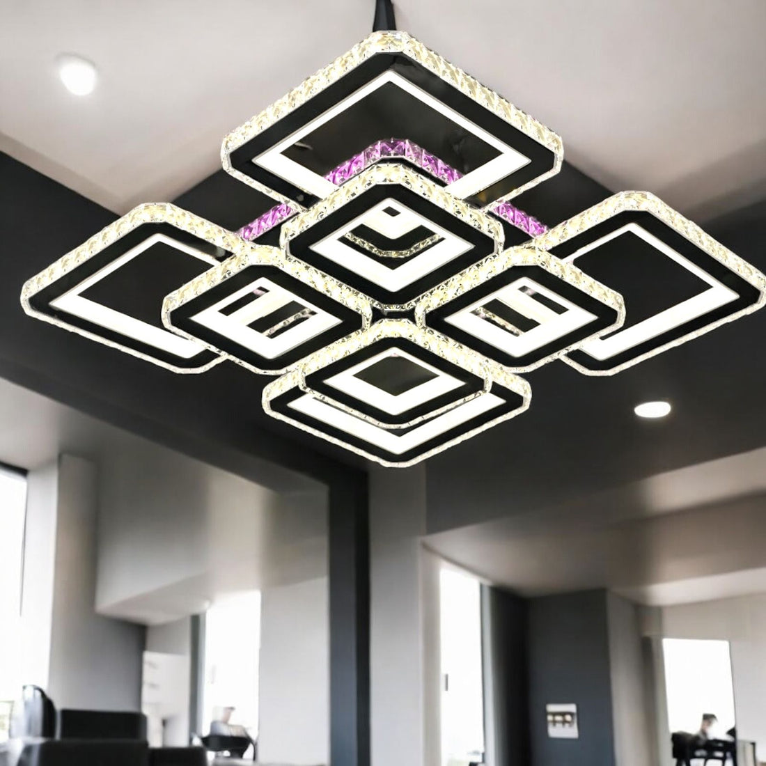 LED осветително тяло 4+4 Square Cristal Black Super RGB Еквивалент 1000W