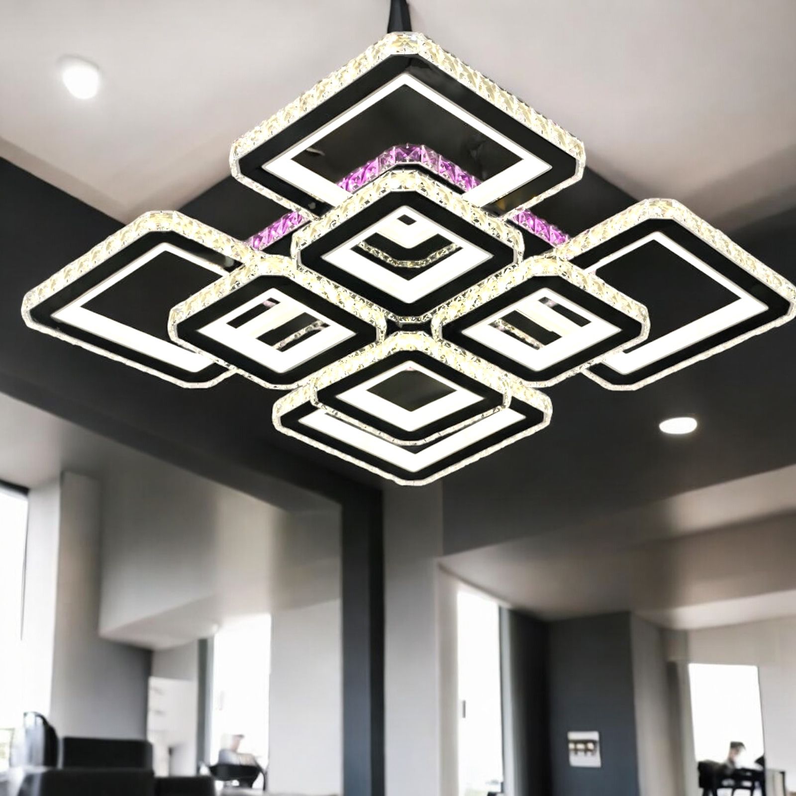 LED осветително тяло 4+4 Square Cristal Black Super RGB Еквивалент 1000W