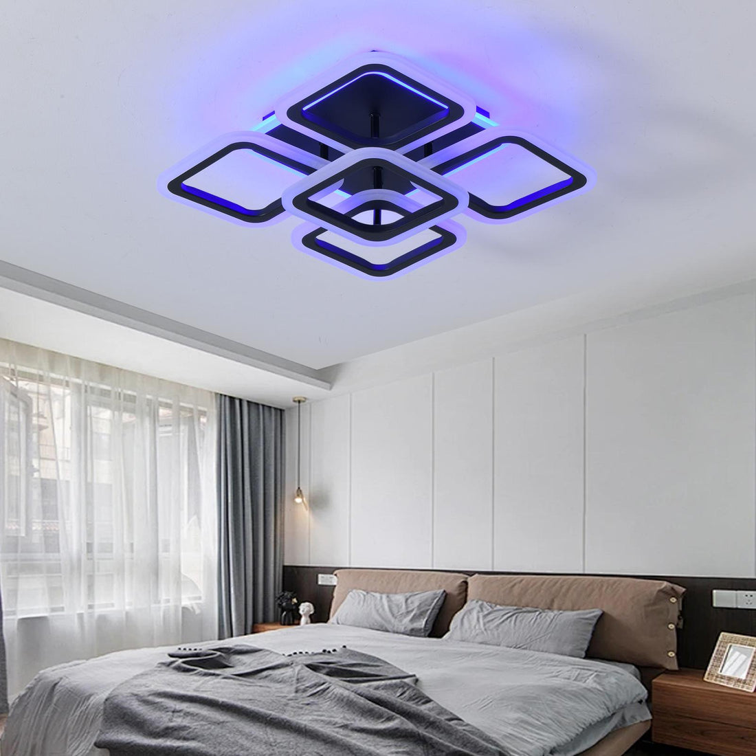 LED осветително тяло SQUARE Black 4+1 RGB Еквивалент 400W Дистанционно