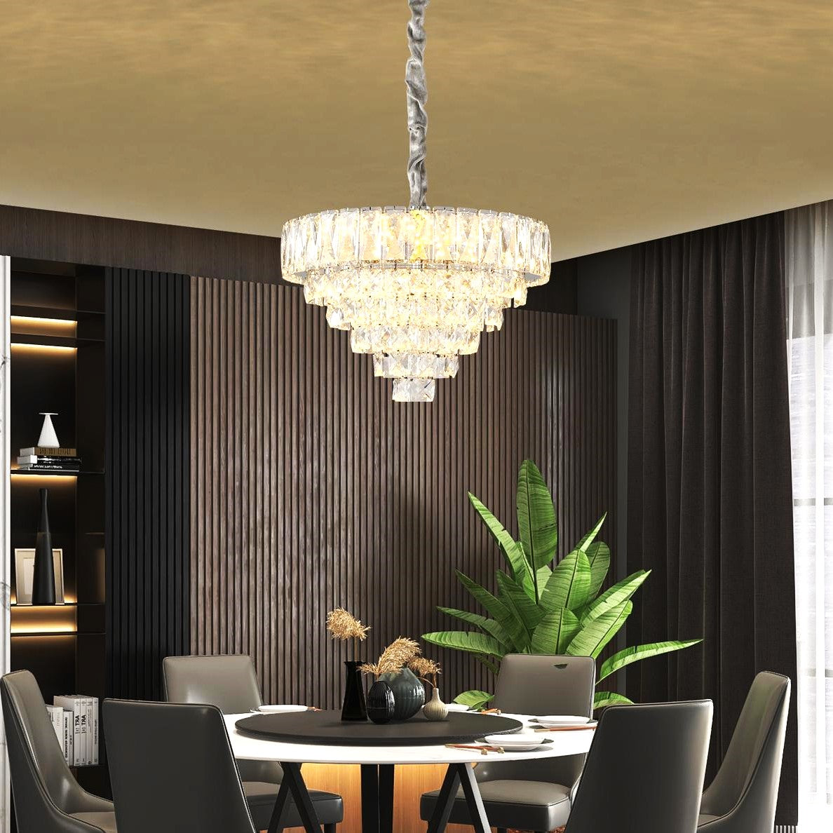 LED осветително тяло MEMPHIS 40cm Кристал Еквивалент 400W Дистанционно управление