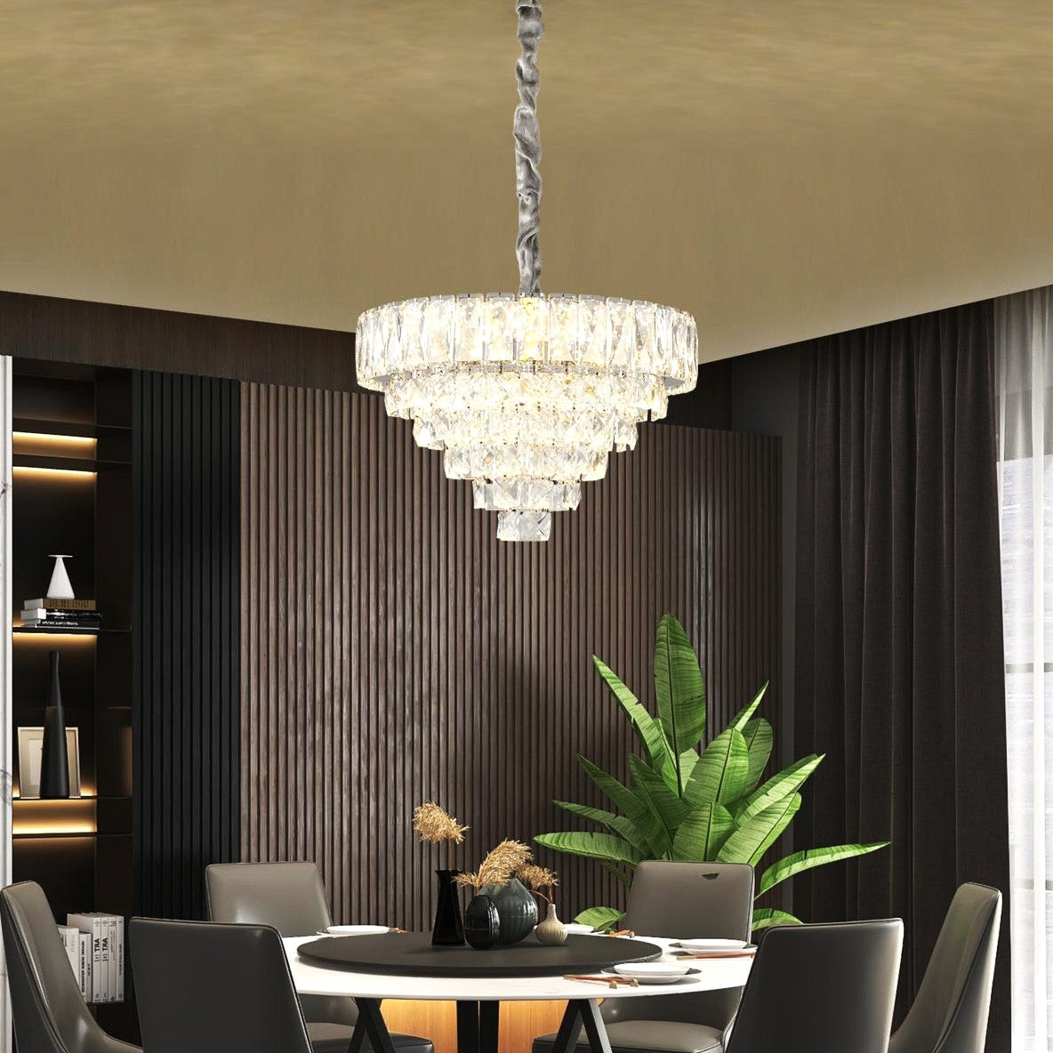 LED осветително тяло MEMPHIS 40cm Кристал Еквивалент 400W Дистанционно управление