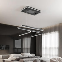LED осветително тяло 4 LINES Black висящо, еквивалент 500W, с дистанционно