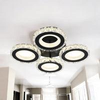 LED осветително тяло 4 RINGS кристал черен еквивалент 400W с дистанционно