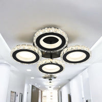 LED осветително тяло 4 RINGS кристал черен еквивалент 400W с дистанционно
