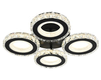 LED осветително тяло 4 RINGS кристал черен еквивалент 400W с дистанционно