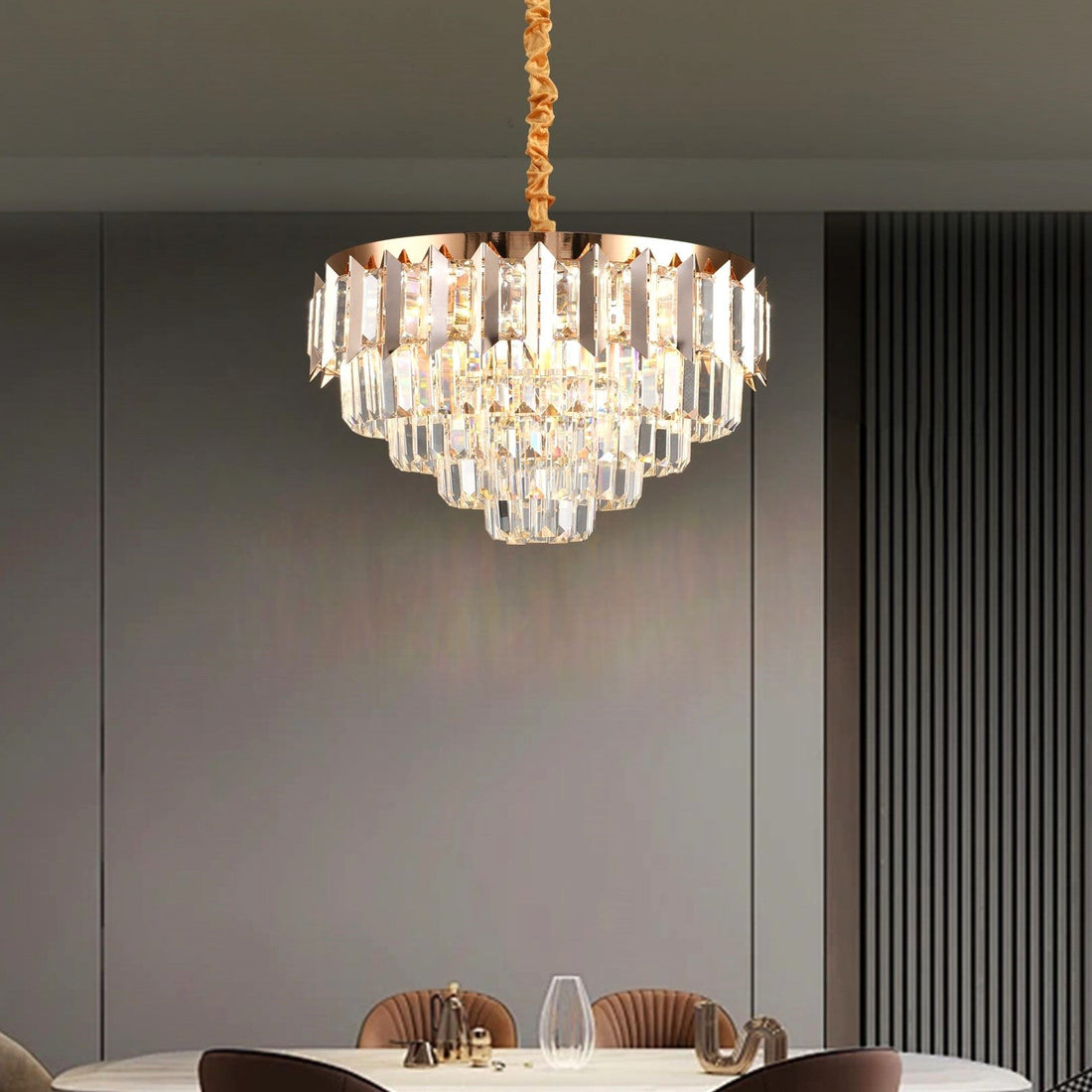 LED осветително тяло GOLD SHINE кристал Еквивалент 600W Монтаж аплик/висящ