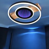 LED осветително тяло Woody Touch Circle 3D RGB с дистанционно, еквивалент 500W