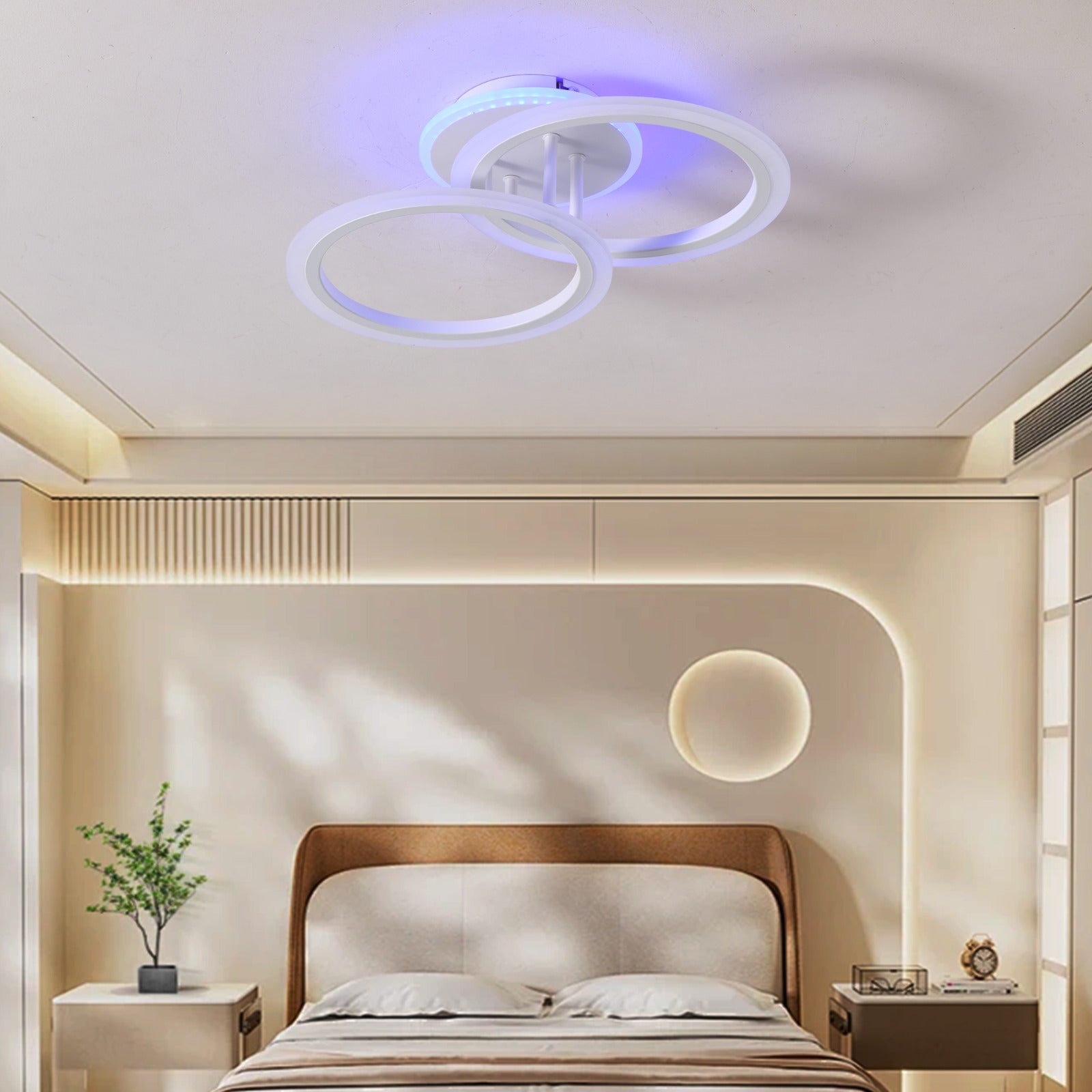 LED осветително тяло Два Бели Кръга RGB Еквивалент 250W С дистанционно
