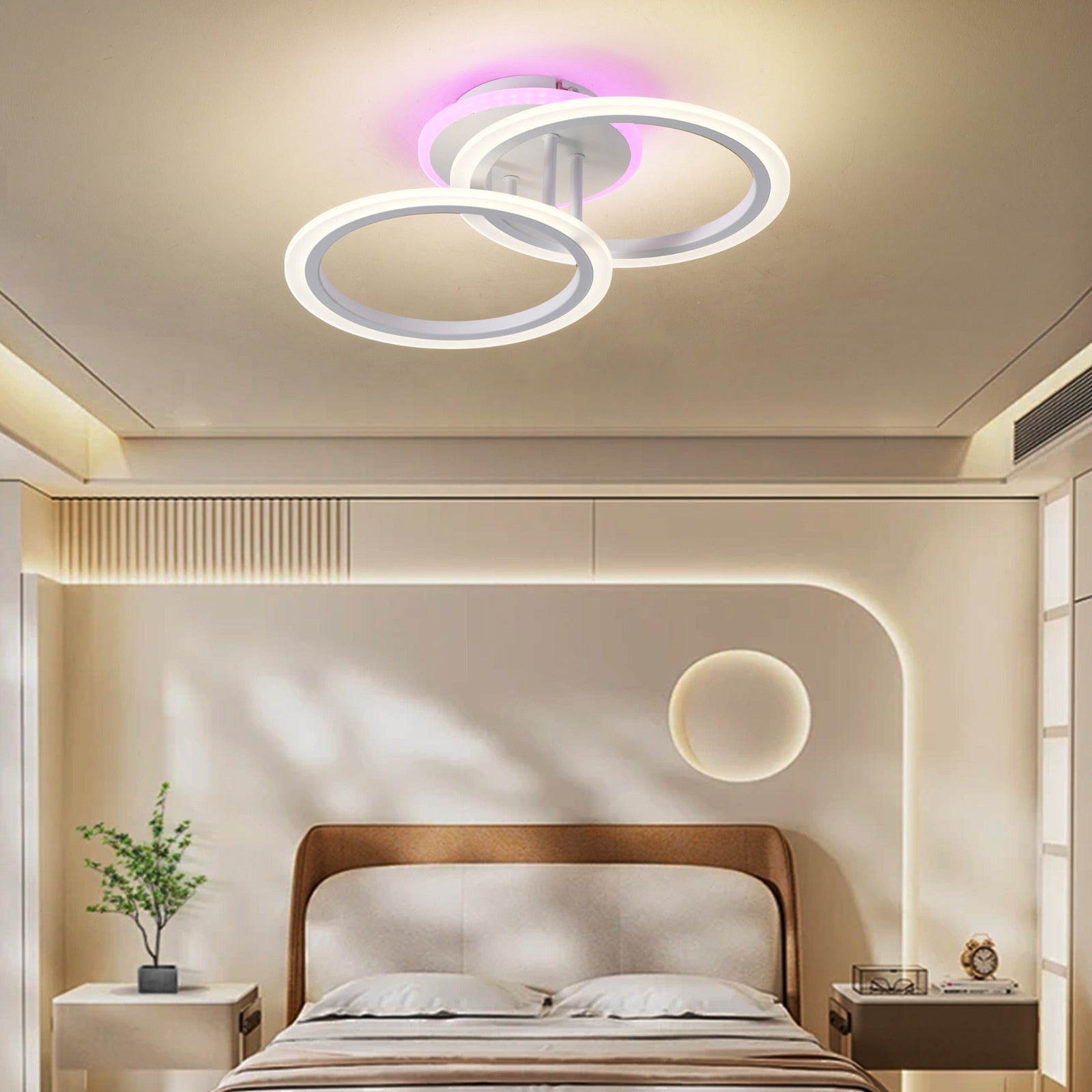LED осветително тяло Два Бели Кръга RGB Еквивалент 250W С дистанционно