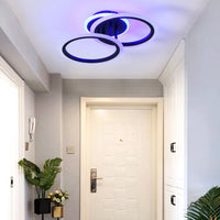 Lustra Led Doua Cercuri Negre Rgb Echivalent 250W Telecomanda Lighting Fixtures