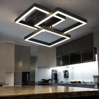 Модерно LED осветително тяло 3 Square Black еквивалент 300W с дистанционно