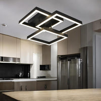 Модерно LED осветително тяло 3 Square Black еквивалент 300W с дистанционно