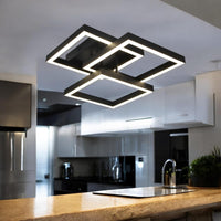 Модерно LED осветително тяло 3 Square Black еквивалент 300W с дистанционно