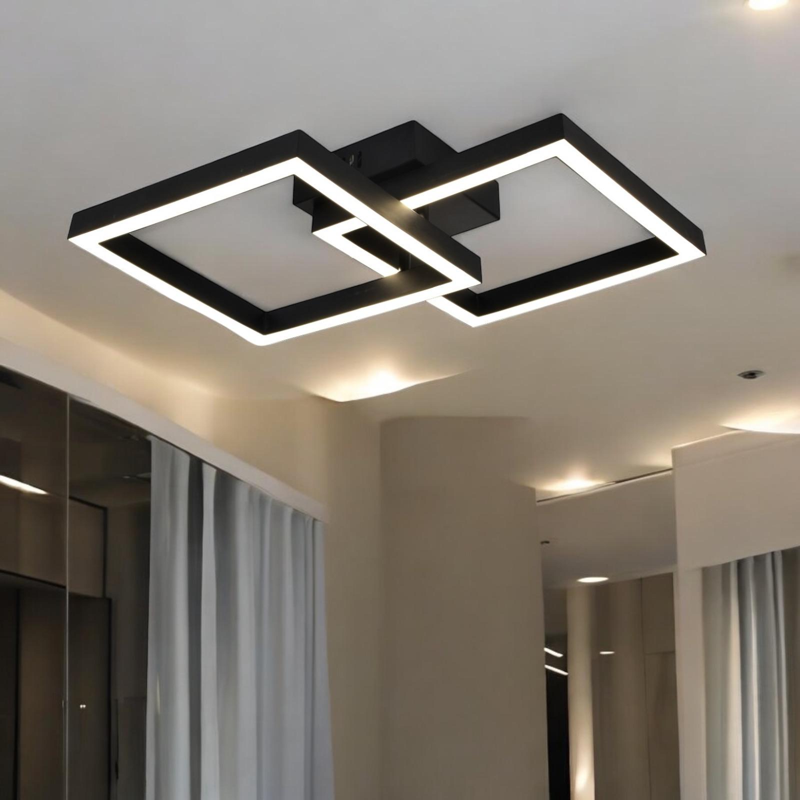 Модерно LED осветително тяло Square Black 1+1 Еквивалент 200W с дистанционно