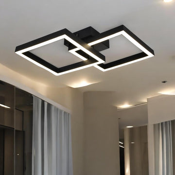 Модерно LED осветително тяло Square Black 1+1 Еквивалент 200W с дистанционно