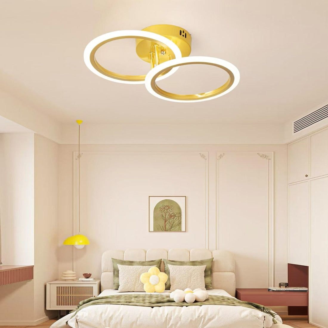 LED осветително тяло 1+1 Circle Design Gold еквивалент 300W с дистанционно