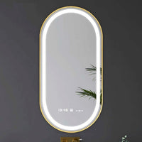 Oglinda LED Ovala 50x80cm Rama Aurie Senzor Dezaburire 3 Lumini Temperatura si Ceas W25 AURIE / 50X80CM LED MIRROR