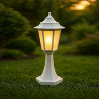 Felinar cu Picior Alb BEGONYA-1 ALBA / STALP ORNAMENTAL / E27 EXTERIOR LAMP