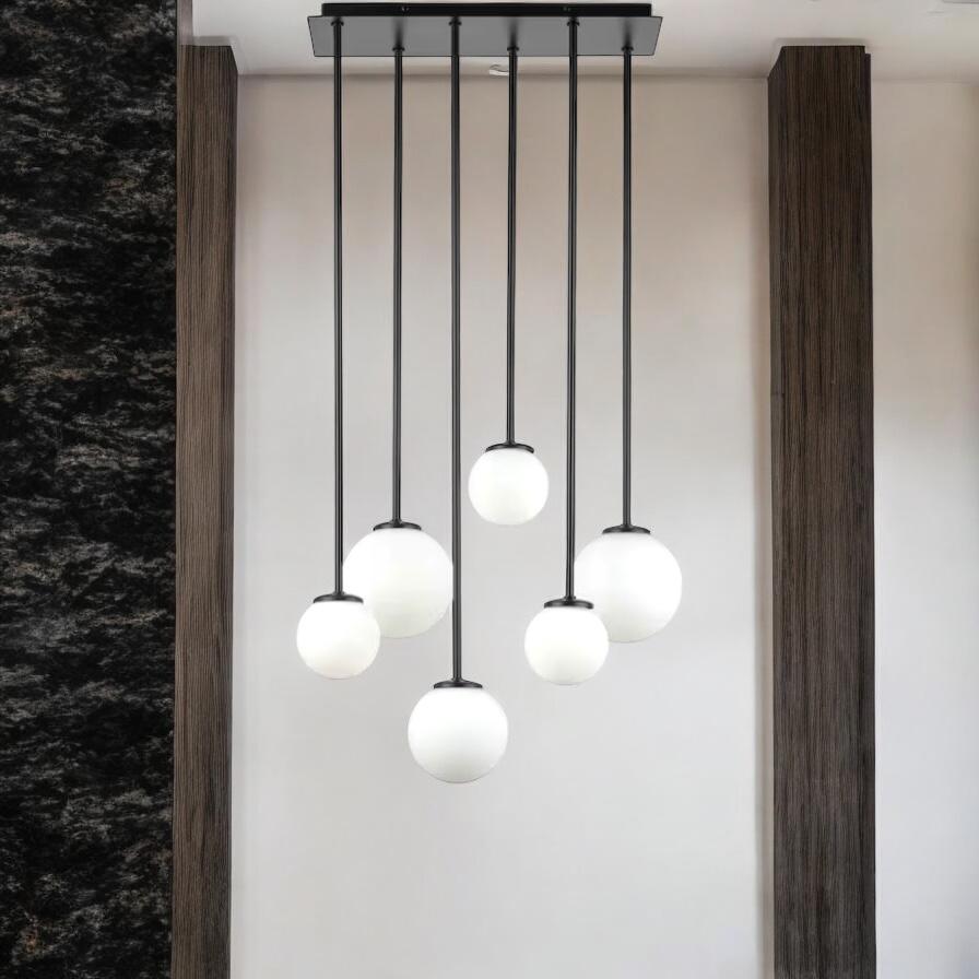 Lustra Abajur MAT Black SIGMA 6xE27 NEAGRA / ABAJUR Chandeliers