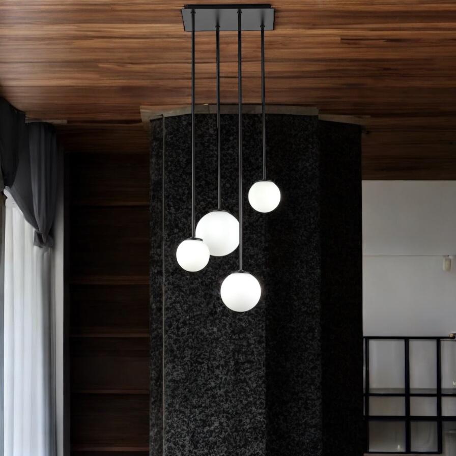 Lustra Abajur MAT Black SIGMA 4xE27 NEAGRA / ABAJUR Chandeliers