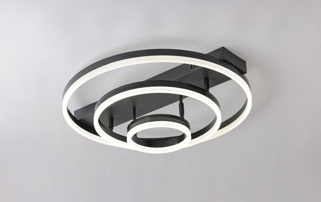 LED осветително тяло Black 3 Rings Регулируемо Еквивалент 800W С дистанционно