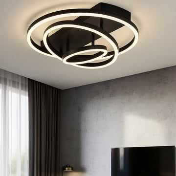 LED осветително тяло Black 3 Rings Регулируемо Еквивалент 800W С дистанционно