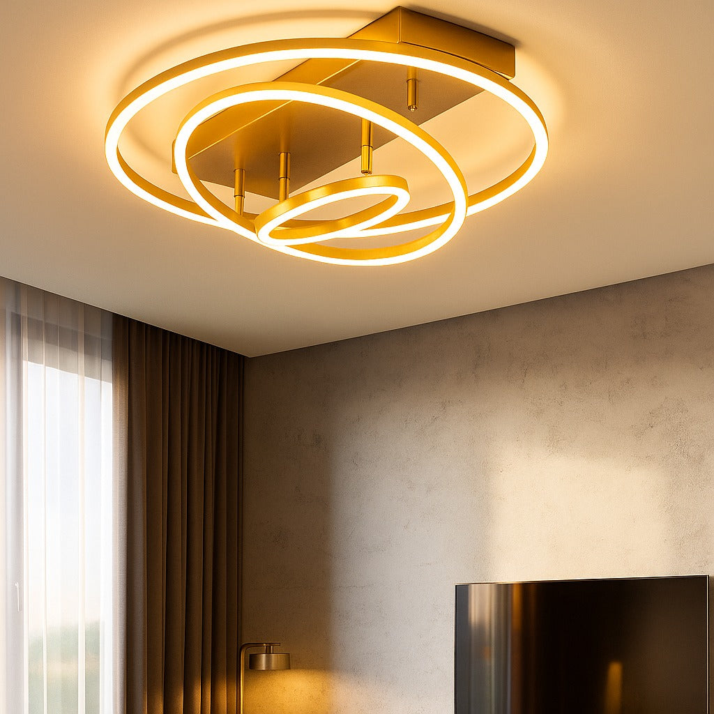 LED осветително тяло Gold 3 Rings Регулируемо Еквивалент 800W с дистанционно