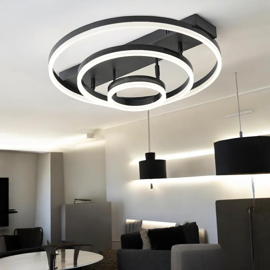 LED осветително тяло Black 3 Rings Регулируемо Еквивалент 800W С дистанционно