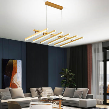 LED осветително тяло висящо с 6 регулируеми линии Gold, еквивалент 800W, с дистанционно