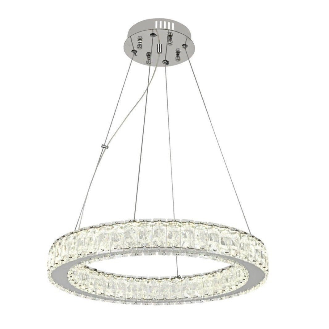 Осветително тяло LED Кристал 1 Сегмент Кръгъл Chrome Еквивалент 300W Дистанционно