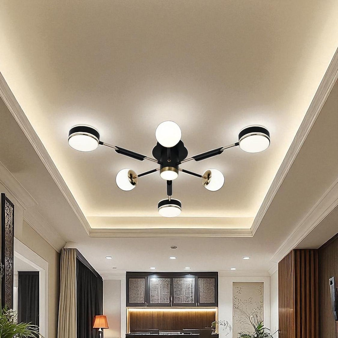 LED осветително тяло Mini Fenora Black еквивалент 300W с дистанционно