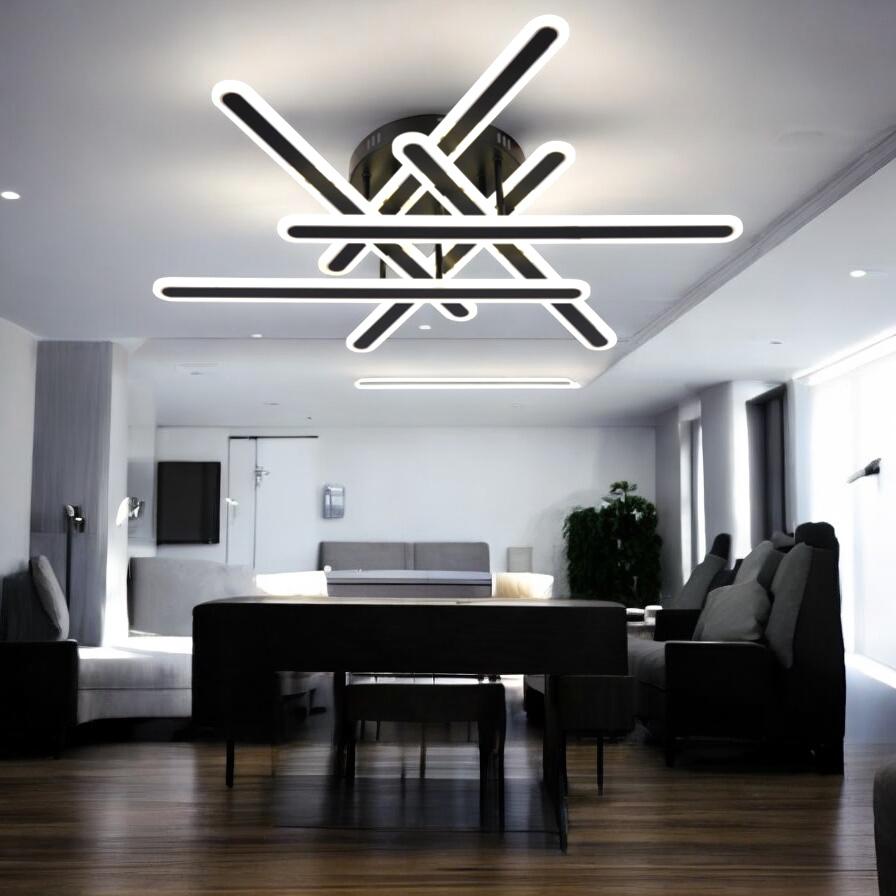 LED осветително тяло 6 Linnes Round Black еквивалент 800W с дистанционно