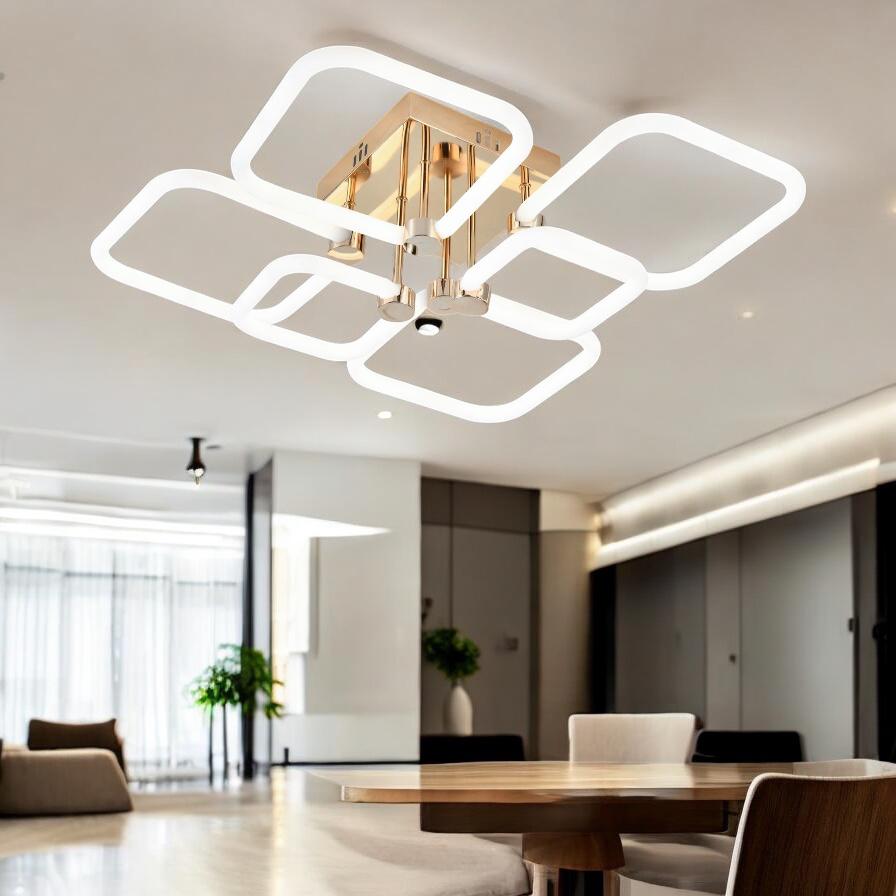 LED осветително тяло 4+2 DIAMOND Бяло+Златно Еквивалент 600W Дистанционно управление