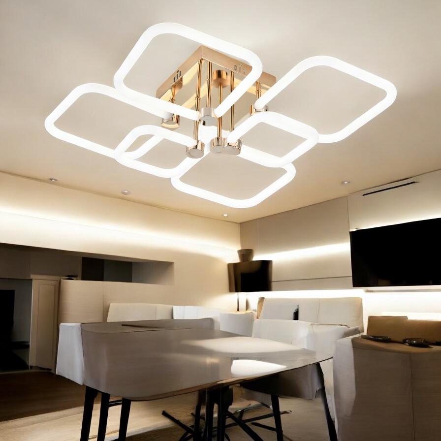 LED осветително тяло 4+2 DIAMOND Бяло+Златно Еквивалент 600W Дистанционно управление