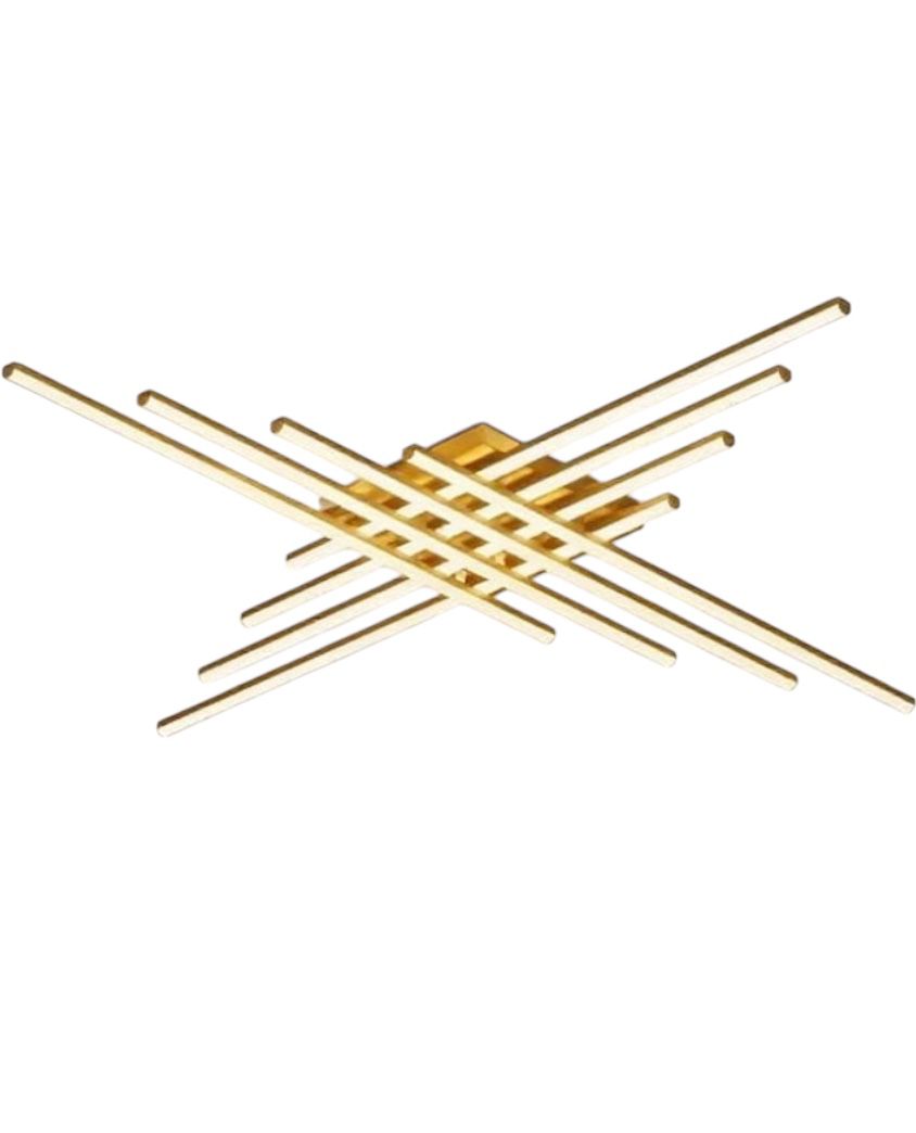 Lustra LED 8 Modern LINES Gold Echivalent 1000W Telecomanda AURIE / 120CM / MINIMALIST DESIGN Lighting Fixtures