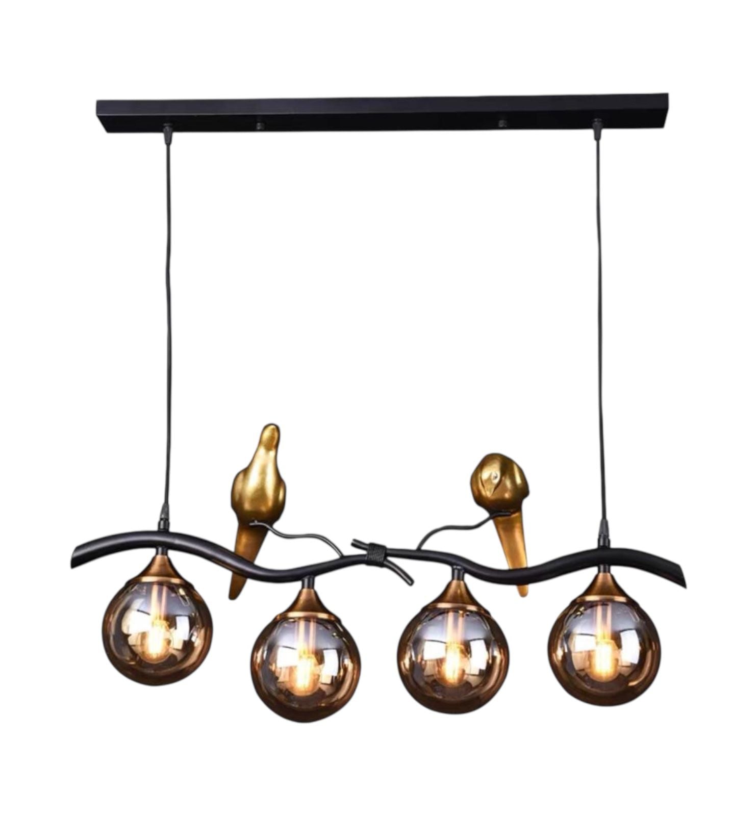 Осветително тяло Birdy BLACK & GOLD абажур опушена 4xE14