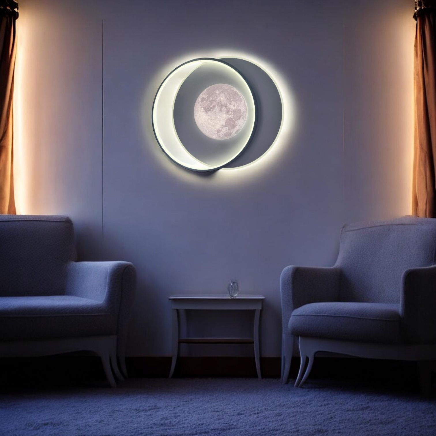 LED осветително тяло Double Circle Mini-Moon Еквивалент 400W с дистанционно