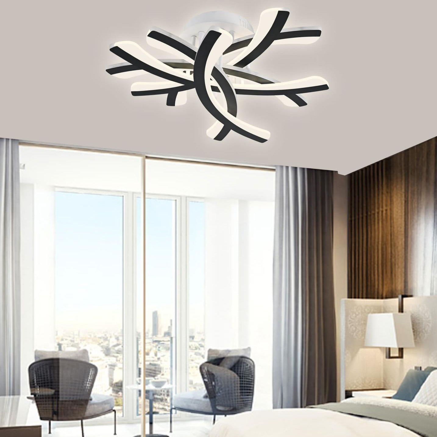 LED осветително тяло Fynora Black еквивалент 600W с дистанционно
