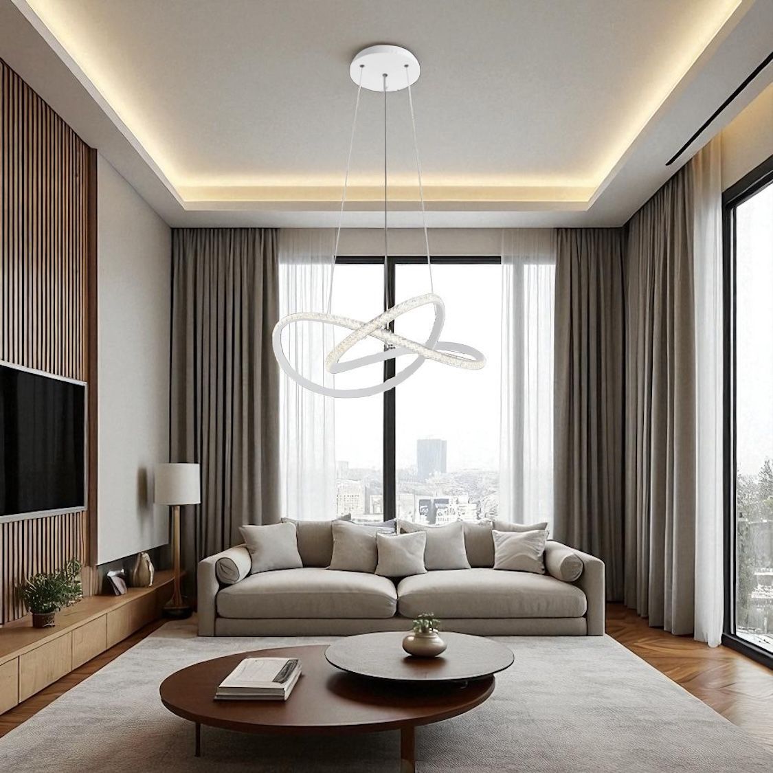 LED осветително тяло Infinity White, висящо, еквивалент 500W, с дистанционно
