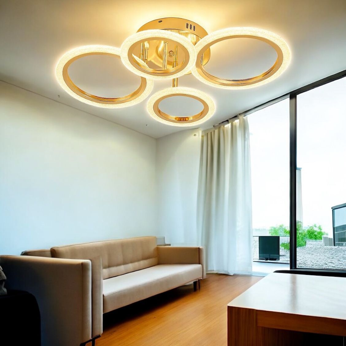 LED осветително тяло Mini Brevia Gold 2+2 Circle еквивалент 400W с дистанционно