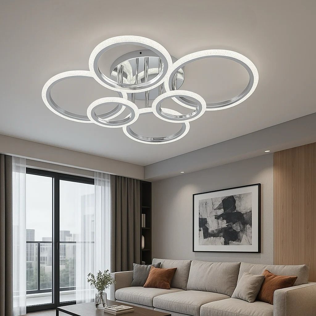 LED осветително тяло Maxi Brevia Silver 4+2 Circle еквивалент 800W с дистанционно