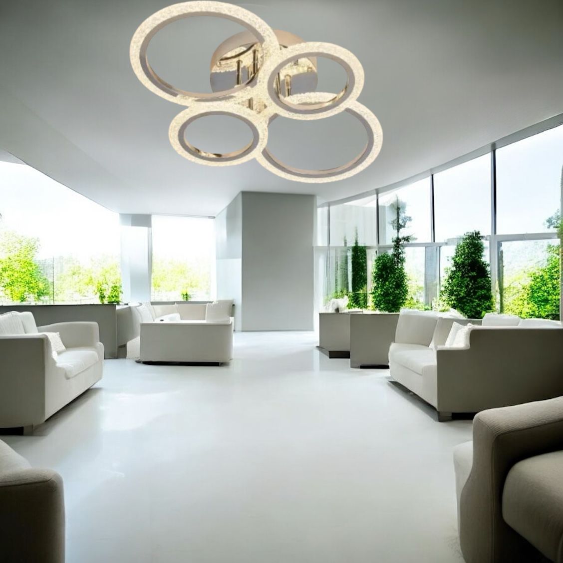 LED осветително тяло Mini Brevia Silver 2+2 Circle еквивалент 400W с дистанционно
