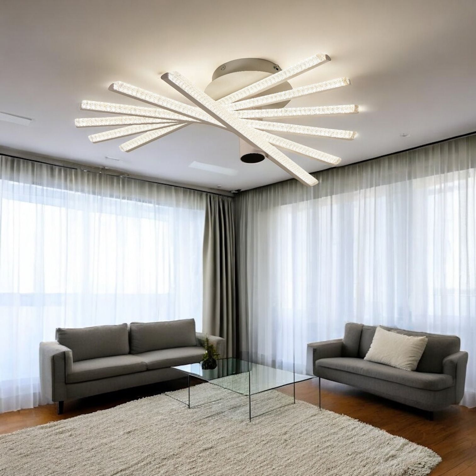 LED осветително тяло 6 LINES кръгъл дизайн бял Еквивалент 600W с дистанционно