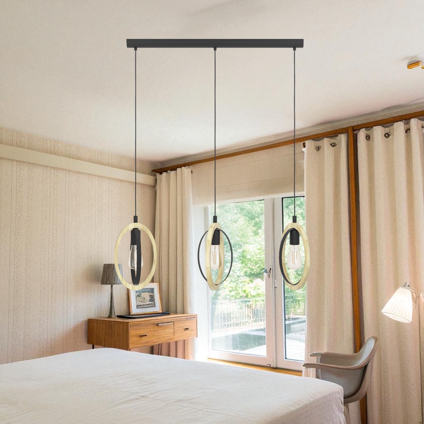 Осветително тяло висящо BASILDON Nature Black 110CM