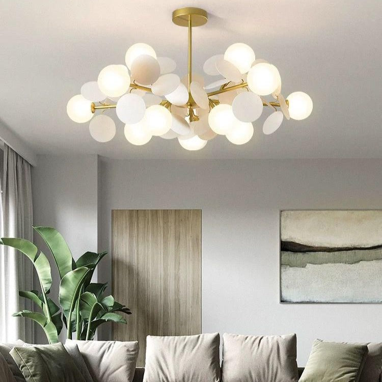 Окачено осветително тяло SELVA Gold & White с матов абажур