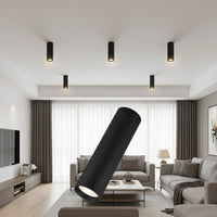 Кръгъл повърхностен спот черен фасунга GU10 Ø55x200mm