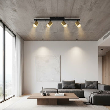 Lustra Negru & Auriu Liniara cu 4 Spoturi Reglabile 4xGU10 Lighting Fixtures